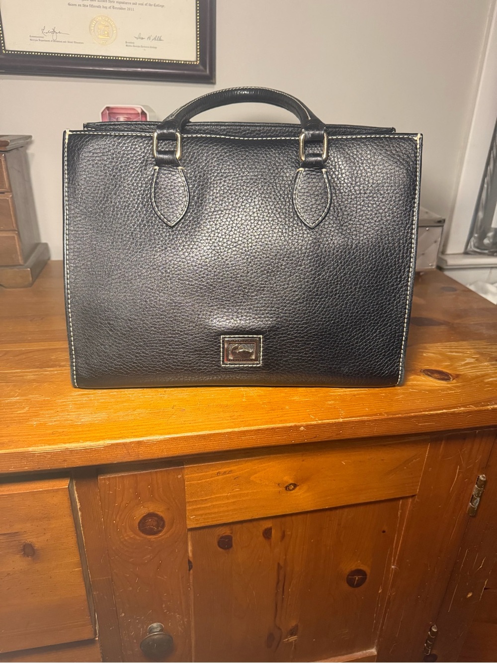 Dooney & Bourke Black Janine 30 Pebbled Leather